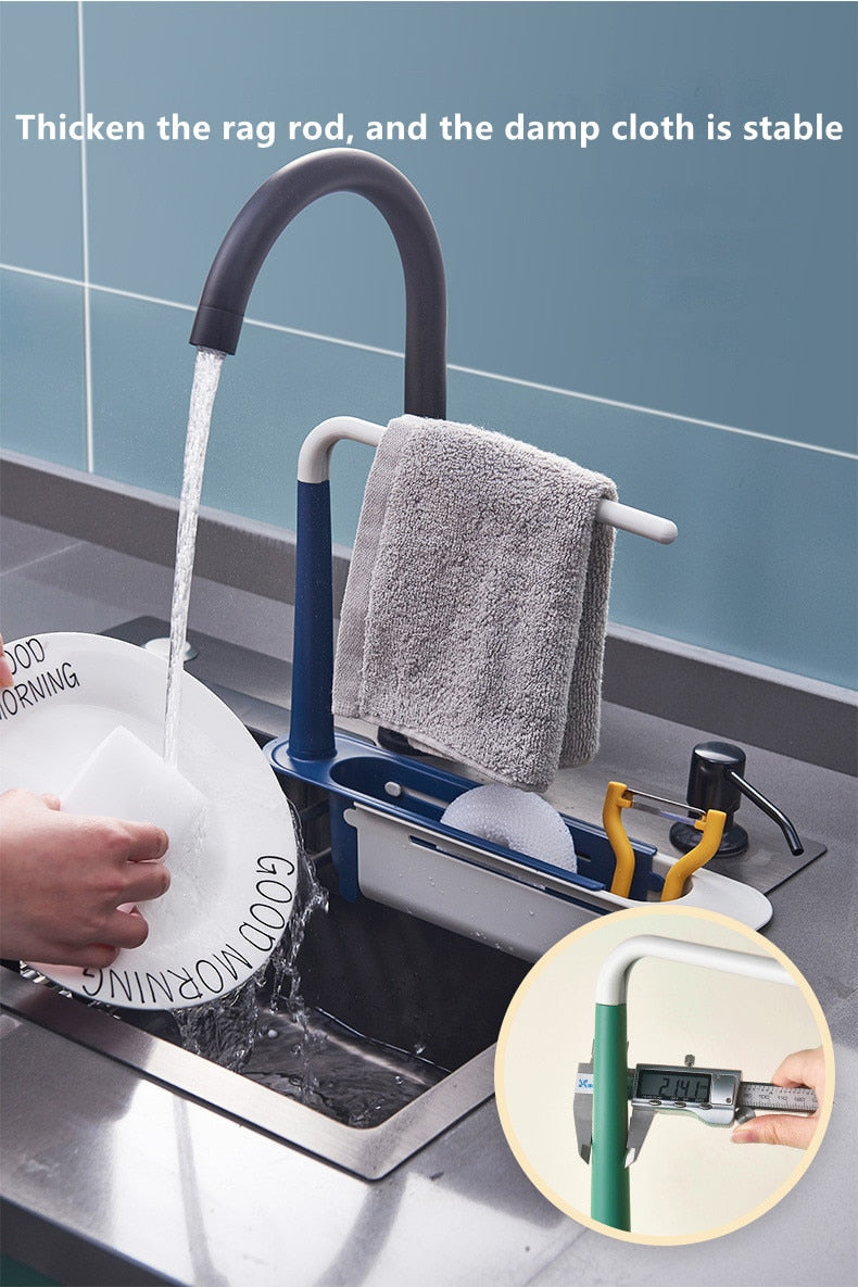 Telescopic Sink Rack – Adjustable Kitchen Dish Drying Organiser